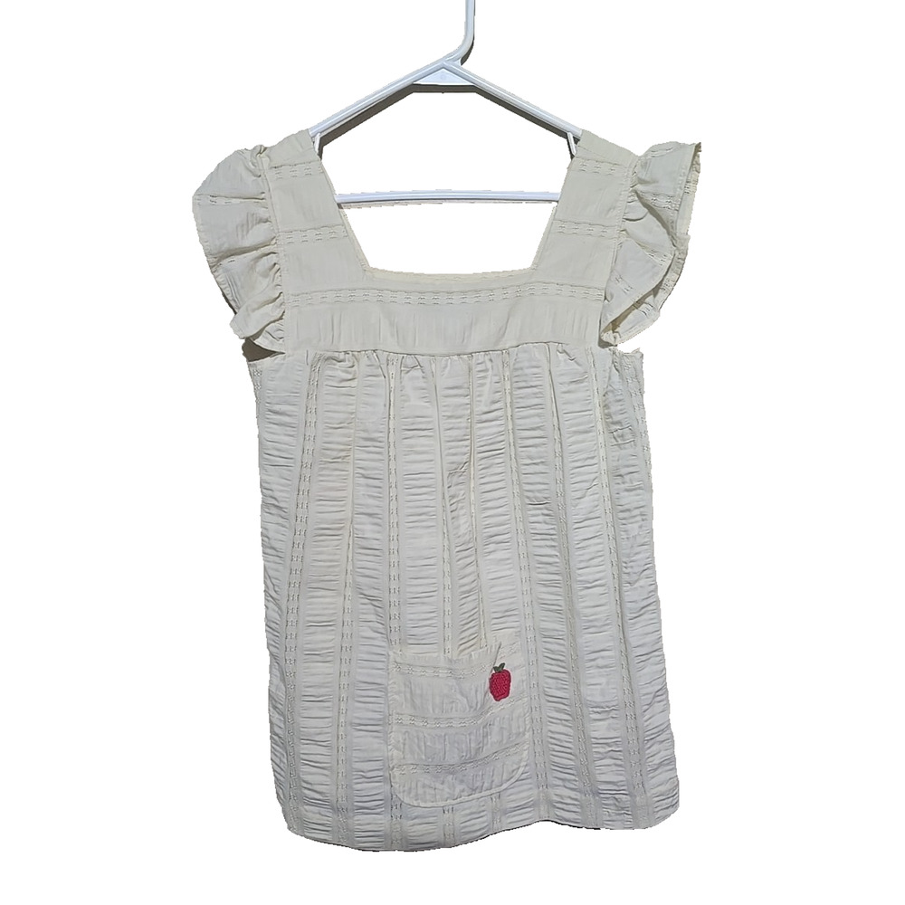 Vtg 1970s Body English Ivory Embroidered‎ Ruffle Boho Top Womans Size Md